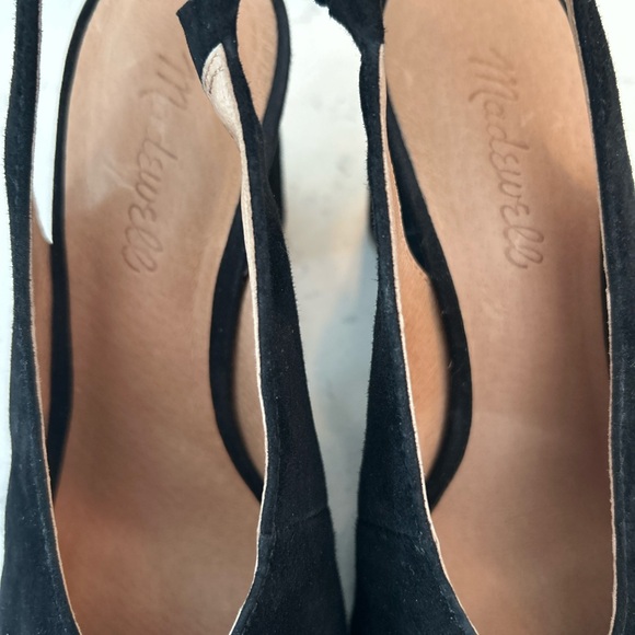 Madewell Black Alana Suede Slingback Peep Toe Heel Sz 7 - Picture 4 of 6
